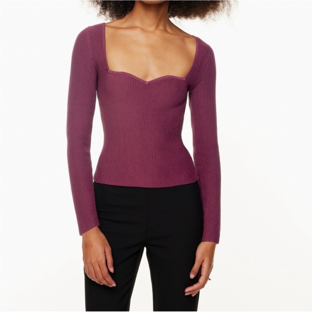 Aritzia Babaton Sculpt Knit Sweetheart Long Sleeve XS